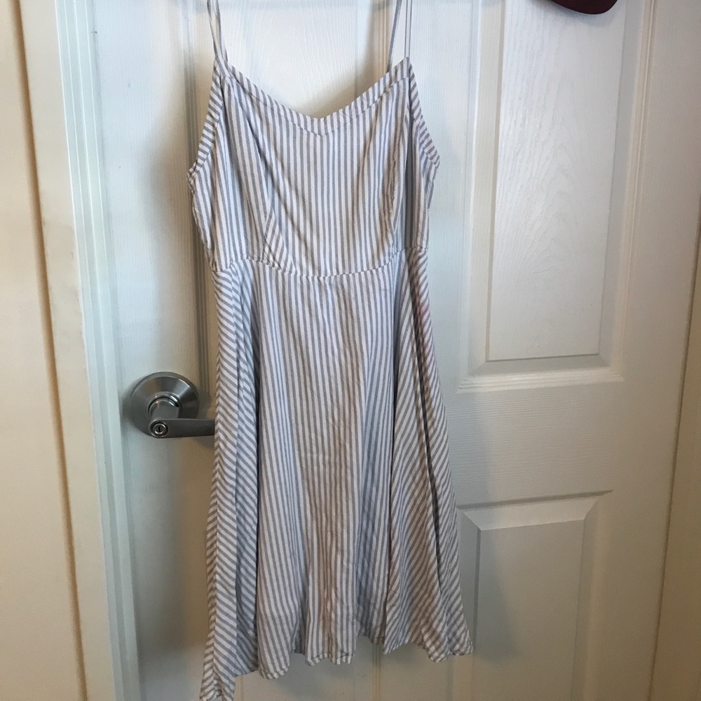 Blue and white striped sundress